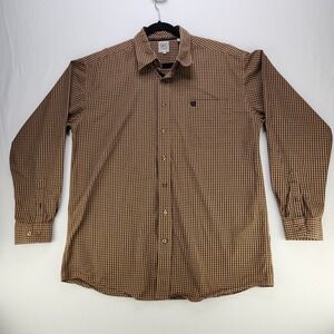 Cinch Shirt Men's Size Large Western Brown Plaid Print Button Up Long Sleeve